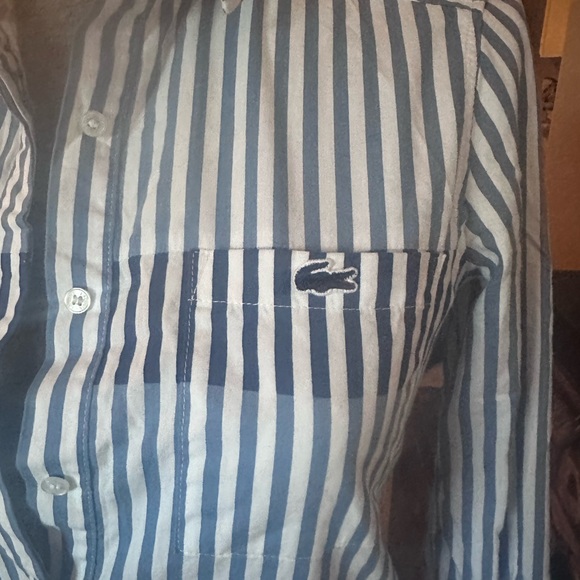 Lacoste Blue and White Striped Long Sleeve Dress - Picture 3 of 5